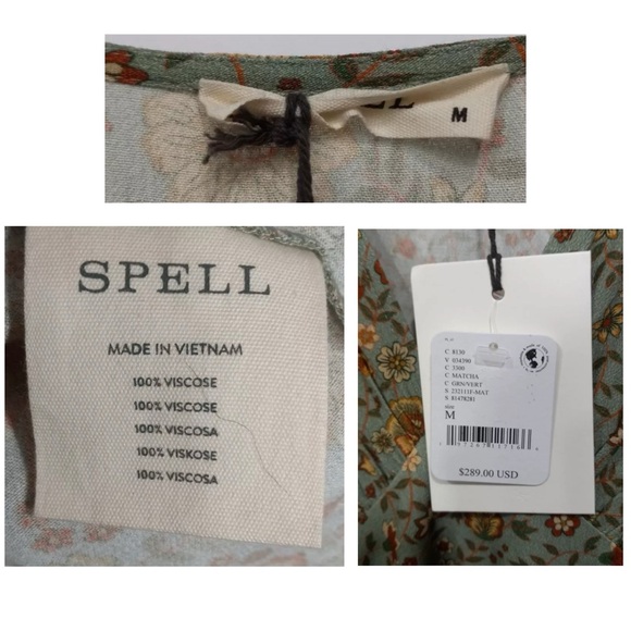 NWT! Spell x Free People "The Lady Untamed" Floral Gown in Matcha Med MSRP $289 - Picture 12 of 14